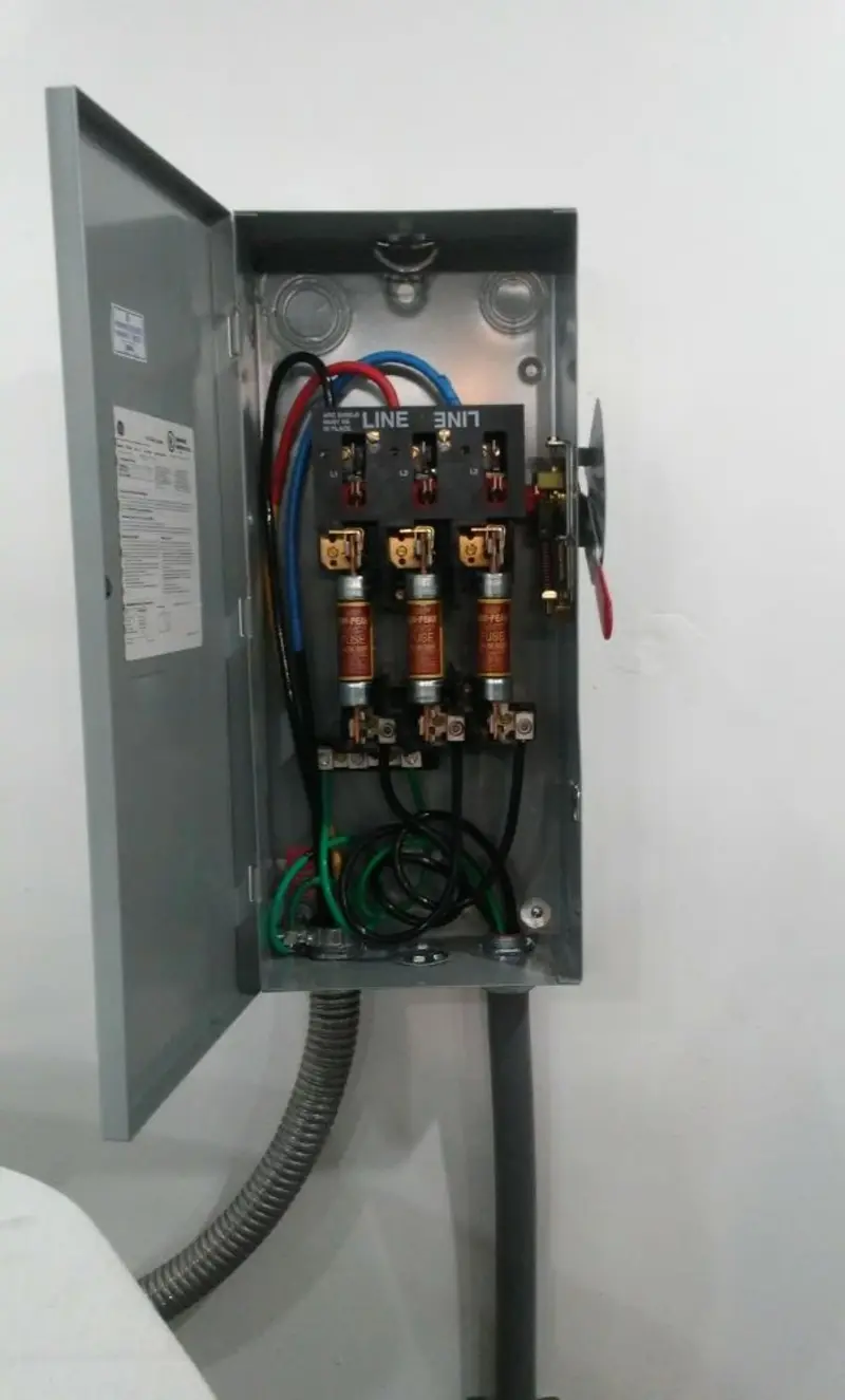 Three-phase disconnect switch installed for Electrical Wiring & Rewiring in Bayport